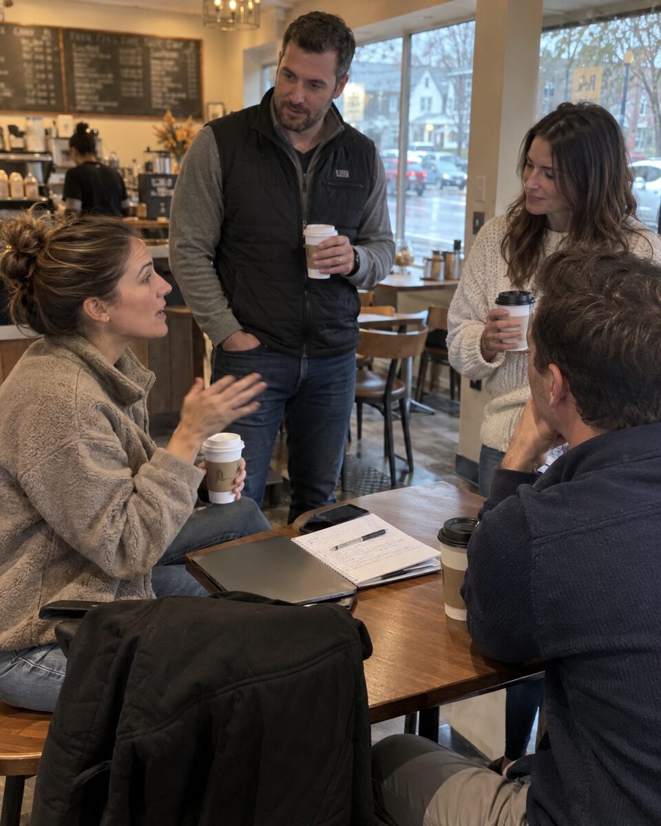 Agents building relationships over coffee